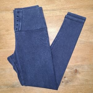 Aerie Blue Faux Lace-up Leggings Pull On Medium Stone Wash